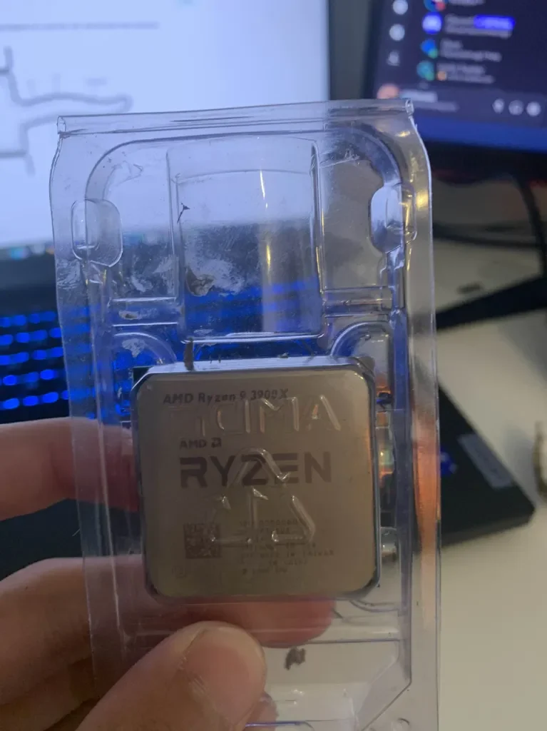 AMD Ryzen 9 3900X processor in its protective case